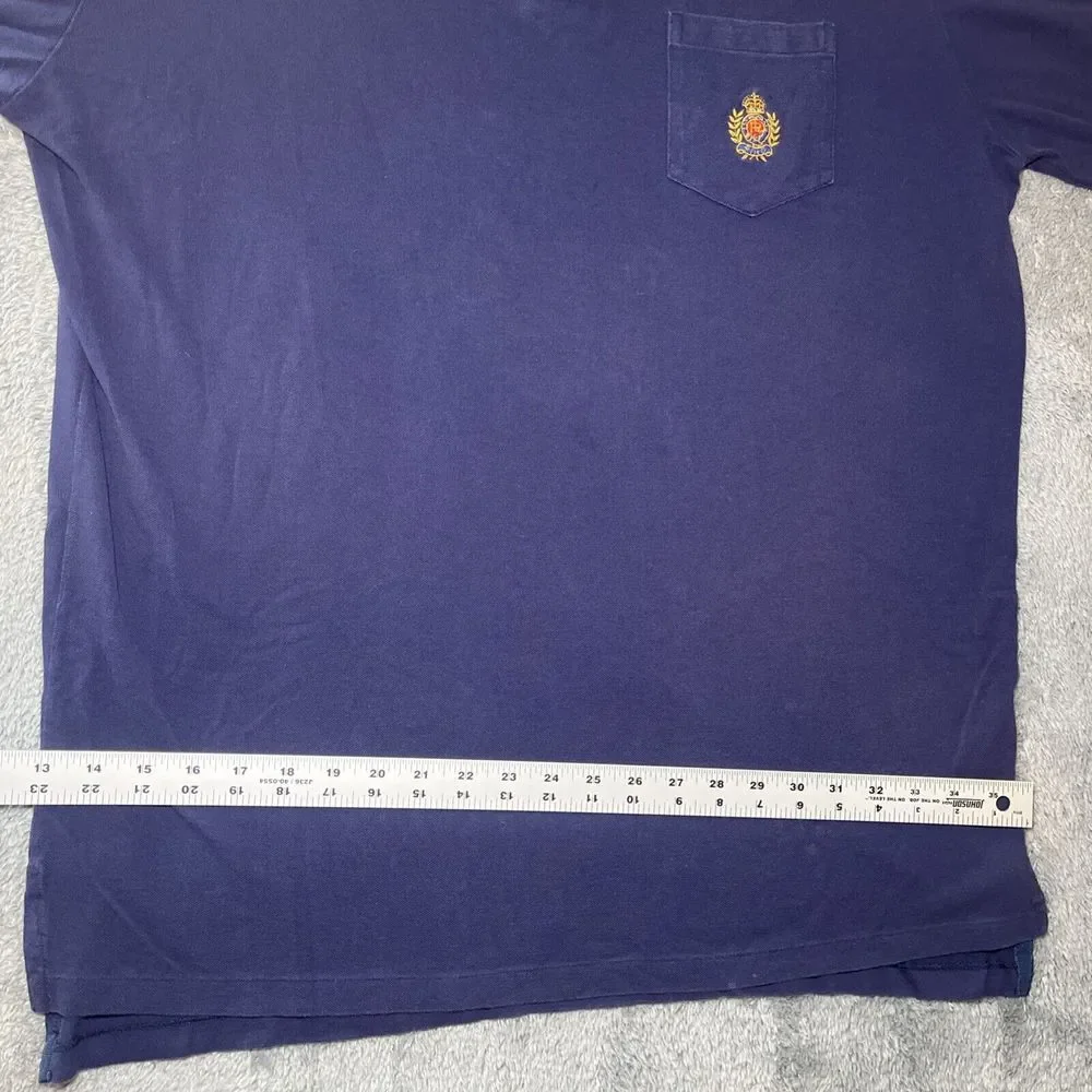 VTG Polo By Ralph Lauren Mens SZ XL Navy Blue Short Sleeve Crest Embroidered